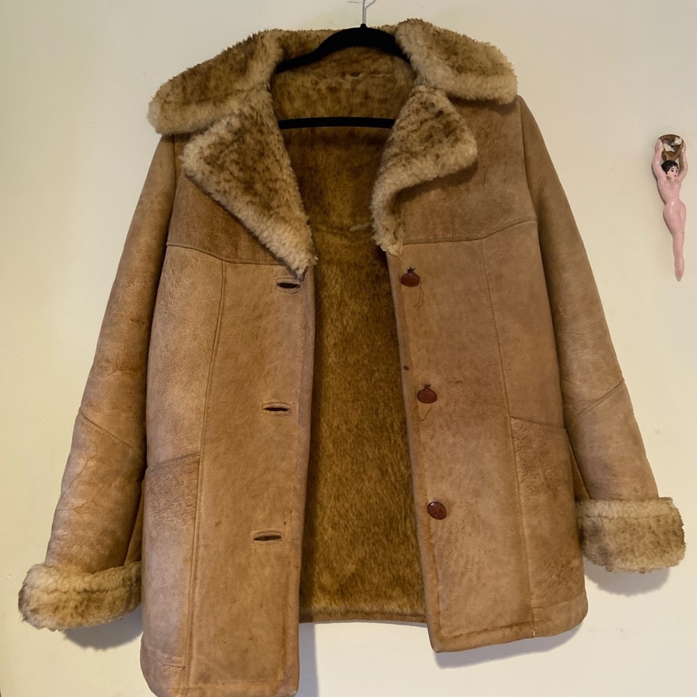 Sherpa suede 70’s coat leather
